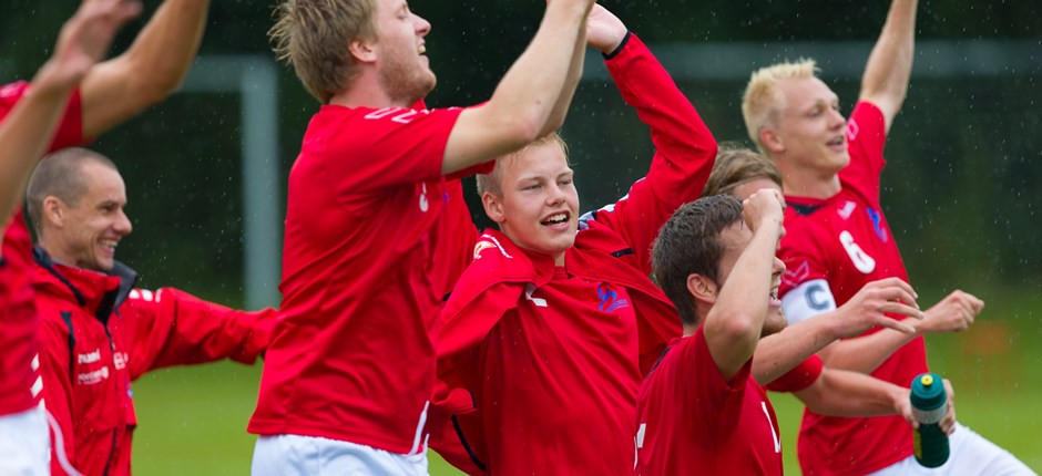 Dansk jubel under VM-kvalifikationsturneringen i CP fodbold, der blev spillet i Vejen i sommeren 2016. Foto: Morten Olsen
