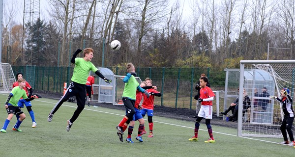 CP-fodboldlandsholdets Bastian Wedel i aktion ved VM-kvalifikationsturneringen i Vejen i 2016. Foto: Morten Olsen