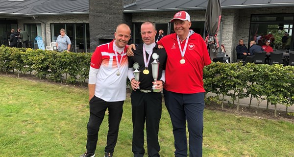 Vindertrioen i A-rækken: Rene Elley Nordborg GK (sølv), Flemming Rasmussen, Birkemose GK (guld) og Niels Hansen, Nordborg GK (bronze).