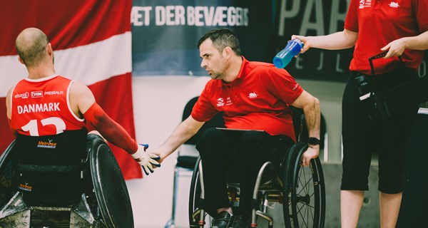 Landstræner Jason Regier under EM i kørestolsrugby i Vejle 2019. Foto: Leesfoto.net