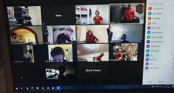 Onlinetræning med det danske landshold i kørestolsrugby. Foto: Privat