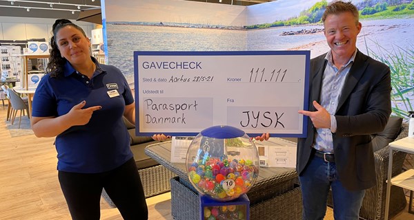 JYSK donerer 111.111 kroner til Parasport Danmark.