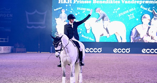 Lørdag den 11. marts var der gallashow ved Dansk Varmblods Hingstekåring i Jyske Bank Boxen. Her red Tobias Thorning Jørgensen ind på Jolene for sammen med ejerne af Jolene, Signe og Thomas Kirk Kristiansen, at modtage H.K.H.’s Prinsesse Benediktes Vandrepræmie. I den kommende weekend har Tobias international debut på sin nye hest, som bærer navnet Blue Hors Zackorado.