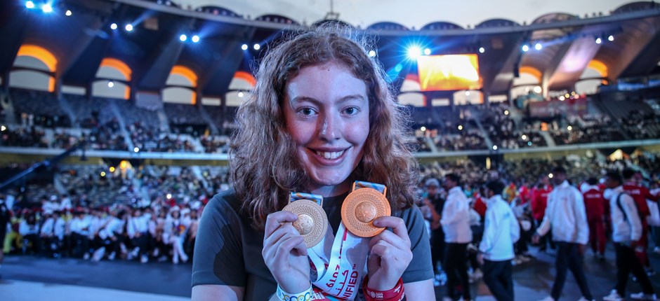 Medaljer ved Special Olympics World Games i Abu Dhabi i 2019. Foto: Karl Nilsson. 