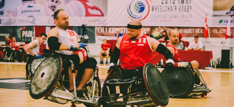 Det danske landshold fik forrygende opbakning ved EM i kørestolsrugby i 2019 i Vejle. Nu gælder det VM for Mark Peters og resten af landsholdet. Foto: Lars Emil Egeberg Simonsen.