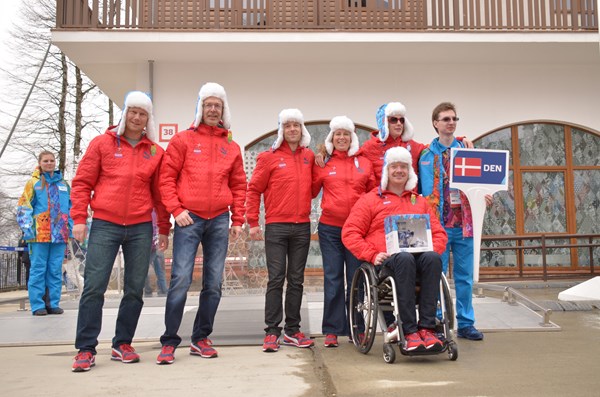 Michael Møllgaard Nielsen med holdet til vinter-PL i Sotji i 2014.