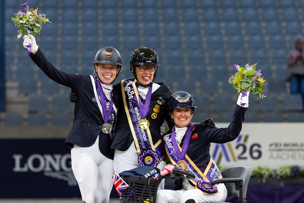 Katrine Bjelke Kristensen vandt sølv i den individuelle grad II ved VM i Aachen. Foto: FEI/Leanjo de Koster