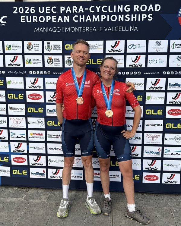 Martin Heggelund og Emma Lund ved EM i landevejscykling 2026.